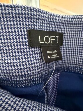 LOFT Marisa Navy and White Houndstooth Skirt